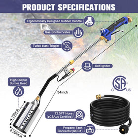 Extended 12.5 ft hose improves reach around obstacles