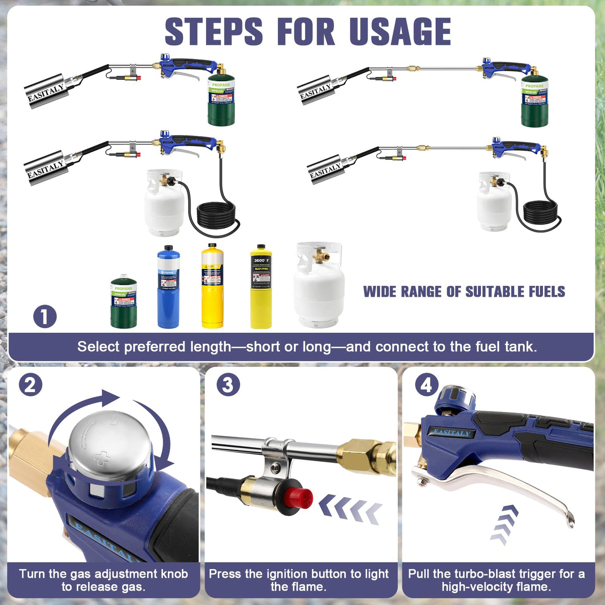 EASITALY CGA600 compatibility supports versatile fueling options.