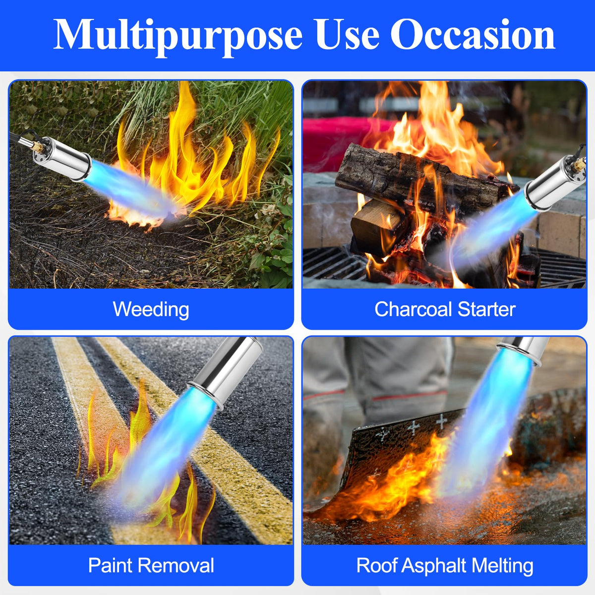 EASITALY weed torch anti-slip handle for secure grip during use.
