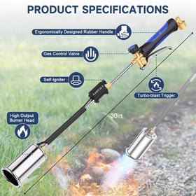 EASITALY weed torch rear connector provides balanced handling during continued use.
