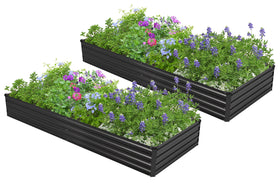 Easllre duo raised bed assembly shows two galvanized planters ready for planting vegetables or herbs.