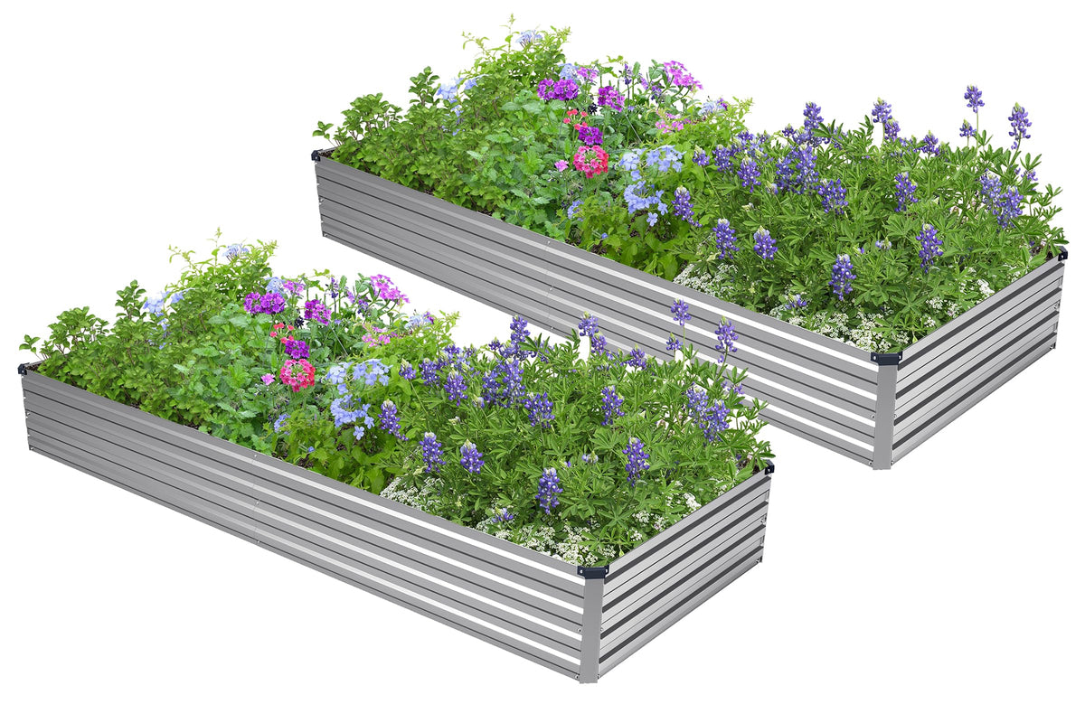 Easllre galvanized raised garden bed assembly ready for outdoor planting