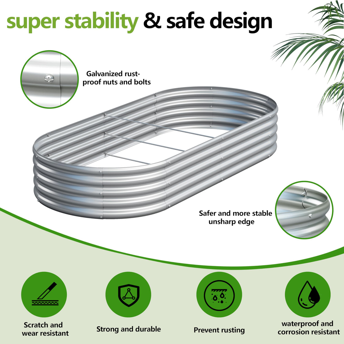 Easllre rust-resistant galvanized steel edge for long-lasting use