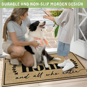 Easma door mat highlighting non-slip backing for stable placement.