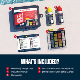 East Bay pH indicator solution bottle enables precise acid-base balance checks at home.