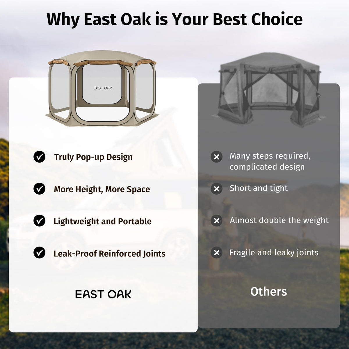 East Oak car-tailgate-ready design extends basecamp options for road trips.