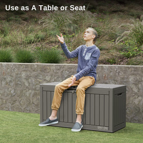 EAST OAK deck box easy assembly instructions shown for quick setup.