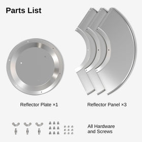 East Oak reflector enhances heat efficiency by concentrating warmth across the area.