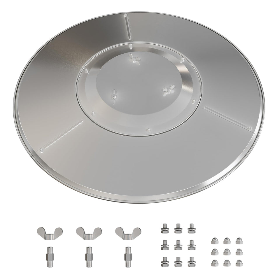 East Oak patio heater reflector shield, 33-inch diameter, broad heat coverage for outdoor warmth.