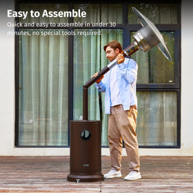 EAST OAK patio heater on wheels enables easy relocation during gatherings
