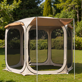 East Oak pop-up canopy 12x12 beige provides quick shade for outdoor gatherings.