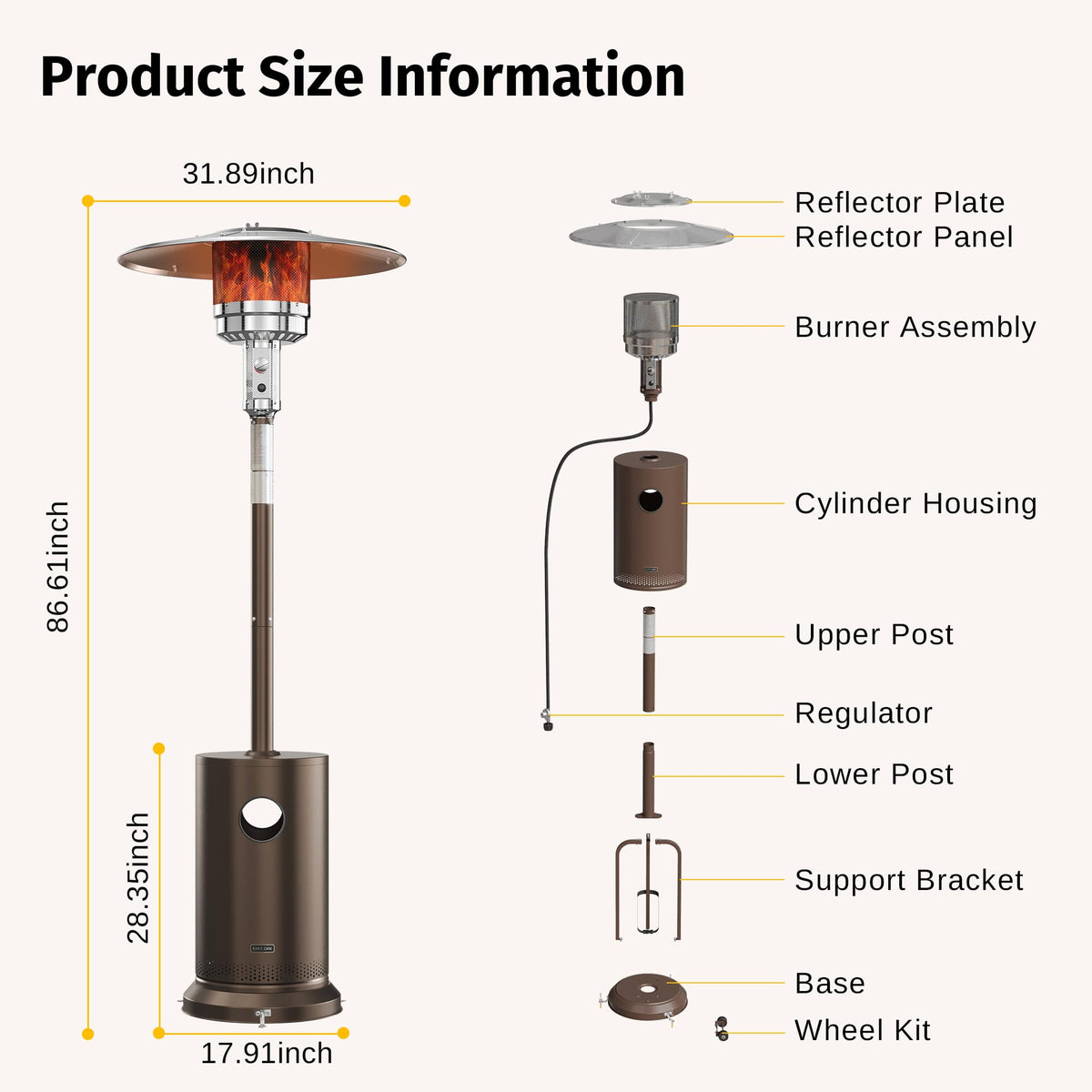 EAST OAK heater safety features help manage warmth responsibly in outdoor spaces