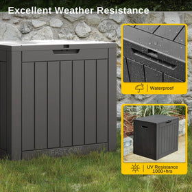 East Oak weatherproof resin construction shields cushions from rain and fading.