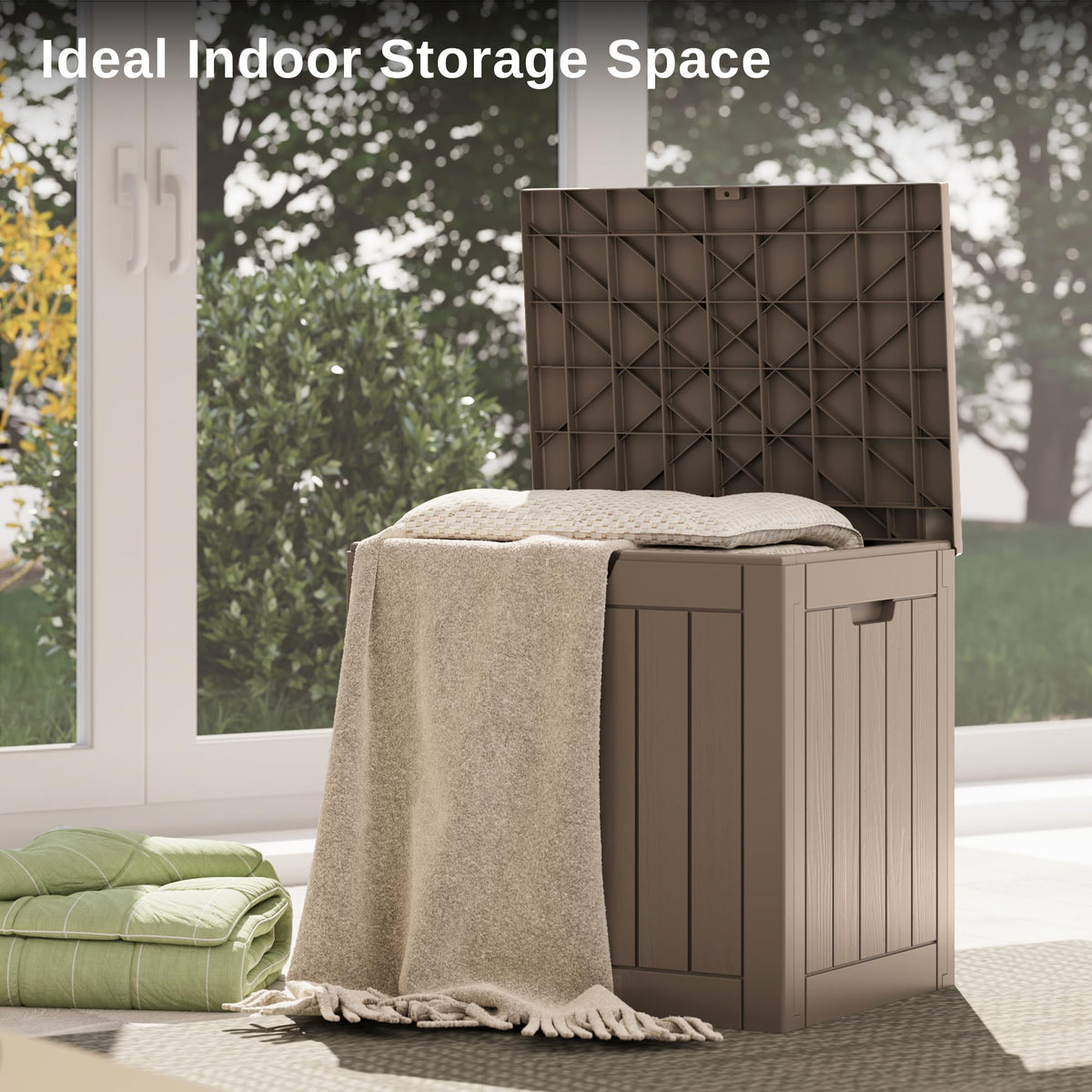 East Oak UV-resistant deck box keeps colors bright and fade-free over time.