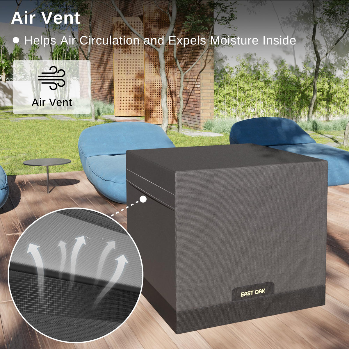 East Oak waterproof PVC-coated coating keeps the fire pit dry.
