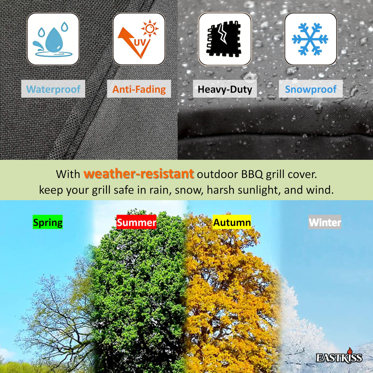 EASTKISS adjustable locking drawstring secures the RT-400 cover in windy conditions.