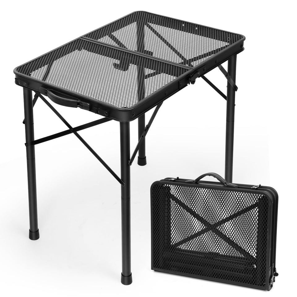 Eaststorm 2ft folding table with carry handle ready for travel and easy transport