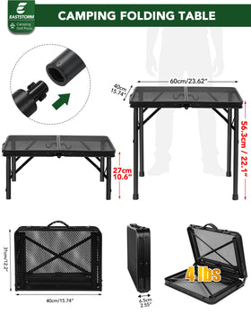 Eaststorm folded compact dimensions shown for storage in a trunk or backpack