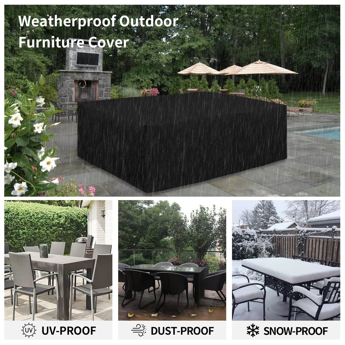 Easy-clean surface of Easy-Going 600D patio cover after a light wipe