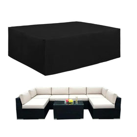 Easy-Going 600D patio cover on rectangular table protecting from rain and sun