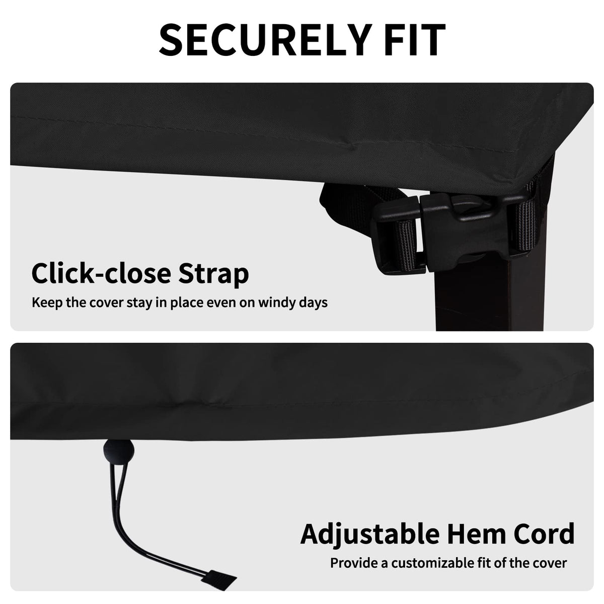 Easy-Going padded handles and click-close straps simplify securing on breezy days.