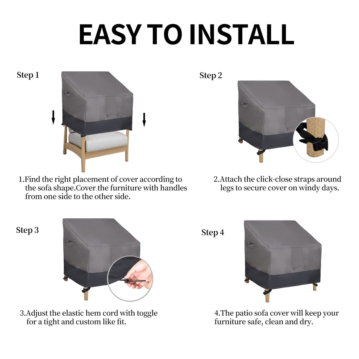 Easy-Going wipe-clean cover demonstrating easy maintenance after rain