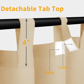 Easy-Going windproof bottom tabs keep curtains in place during breezy evenings.