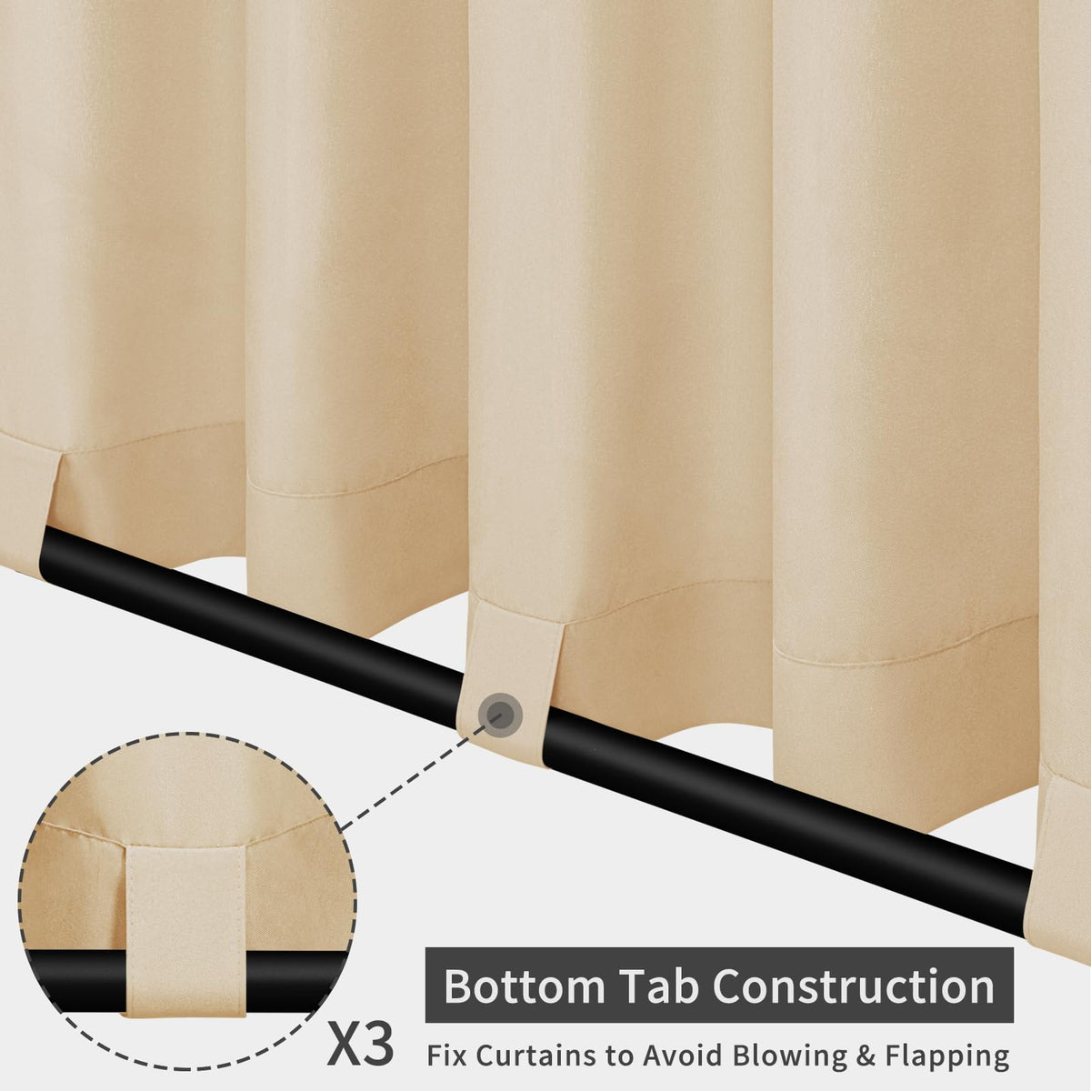 Easy-Going weatherproof polyester curtain fabric blocks rain and UV light.