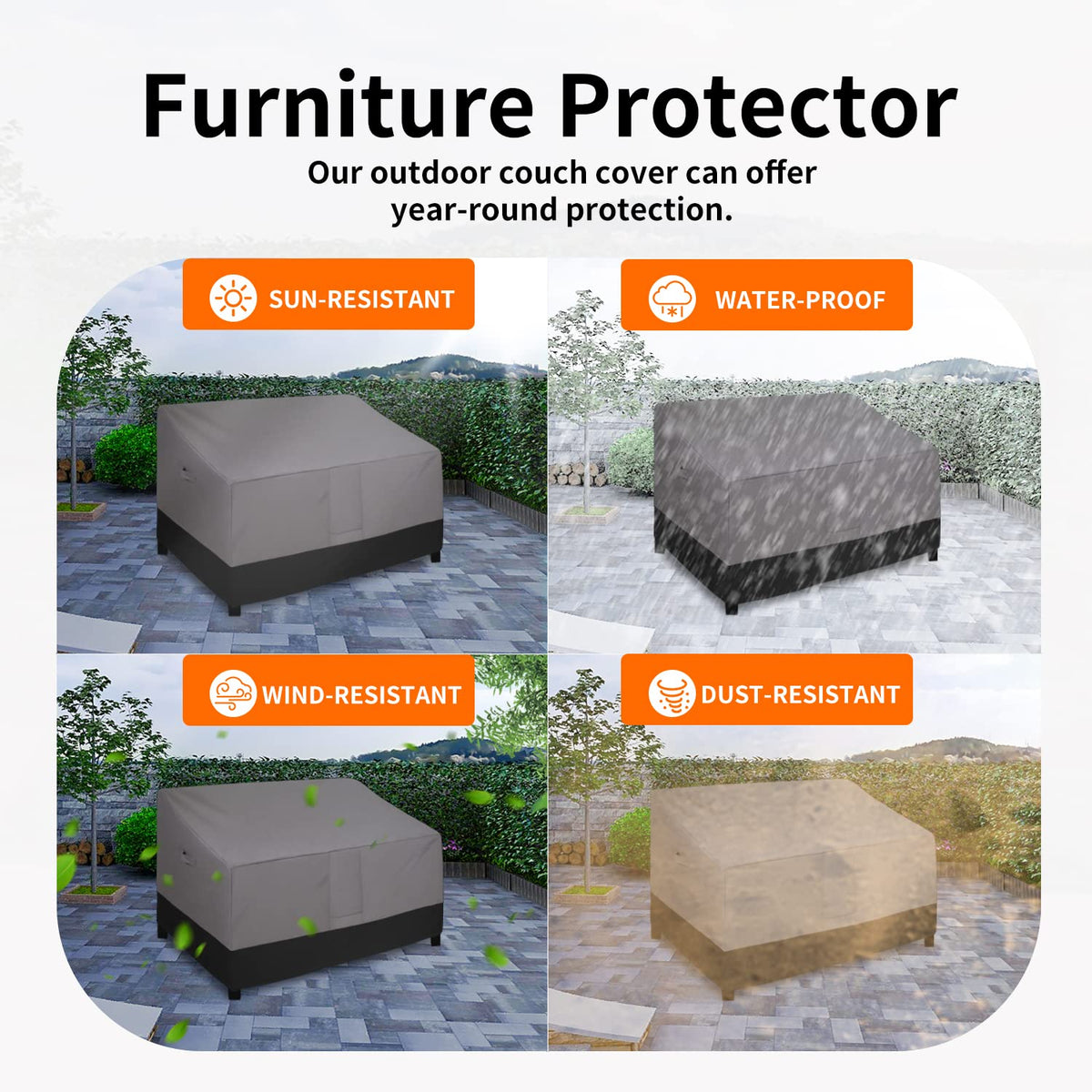 Easy-Going loveseat cover 600D oxford fabric emphasizes durability and scratch resistance.