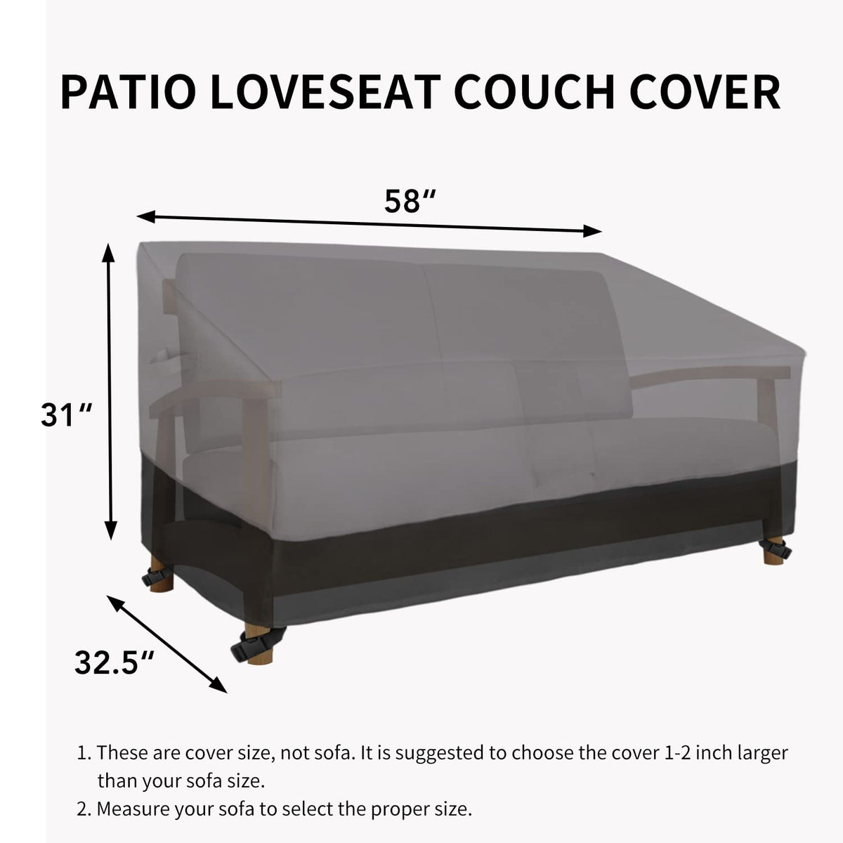 Easy-Going loveseat cover provides all-round protection from rain, sun, wind, and dust.