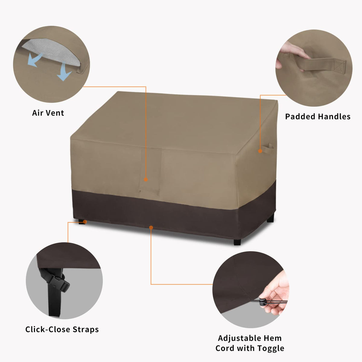 Easy-Going cover featuring elastic hem cord for a tight fit