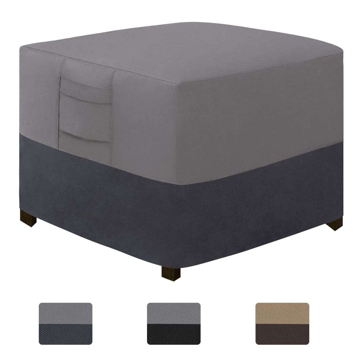 Easy-Going ottoman cover front view shows weather protection for outdoor furniture.
