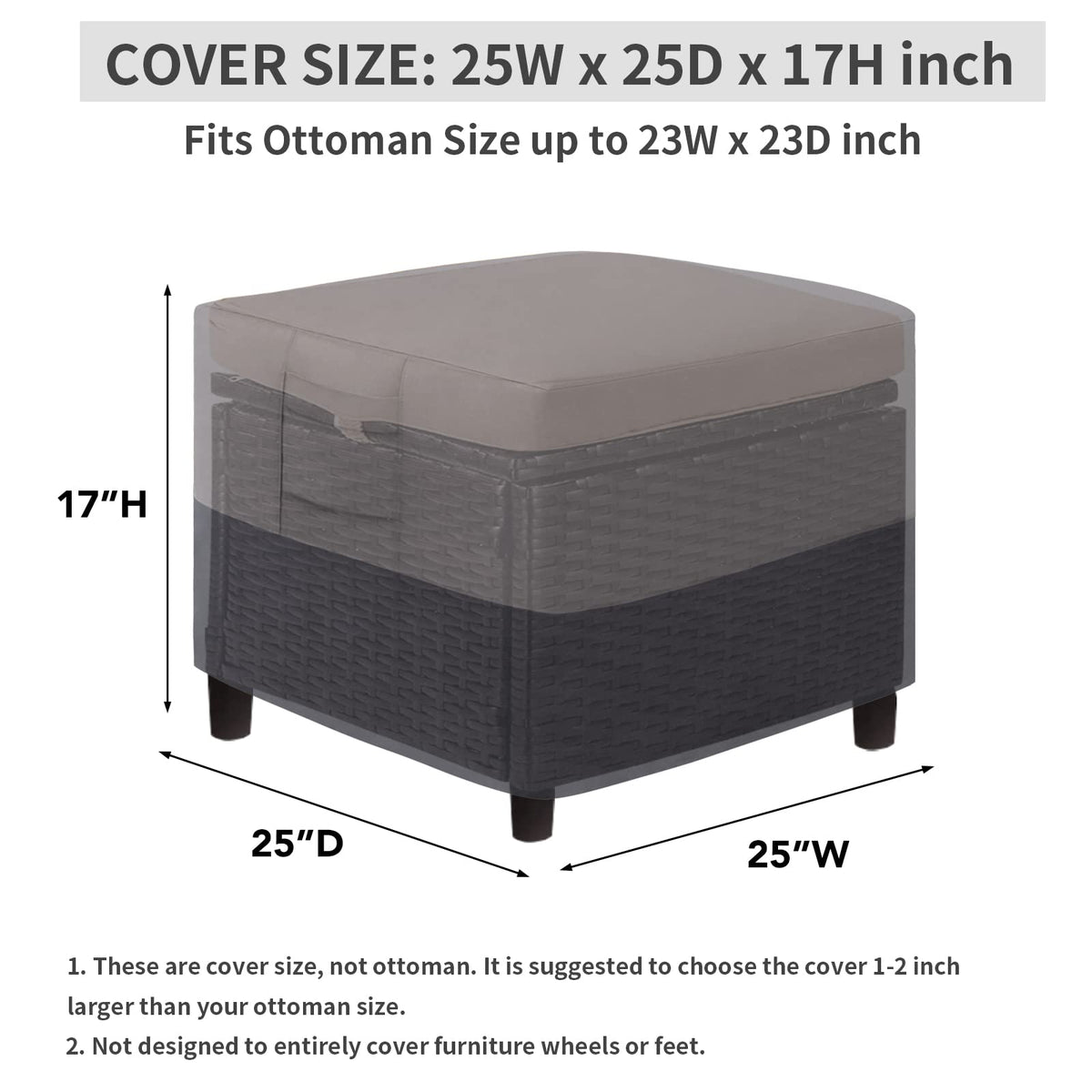 Easy-Going ottoman cover waterproof fabric detail for rain protection.