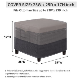 Easy-Going ottoman cover waterproof fabric detail for rain protection.
