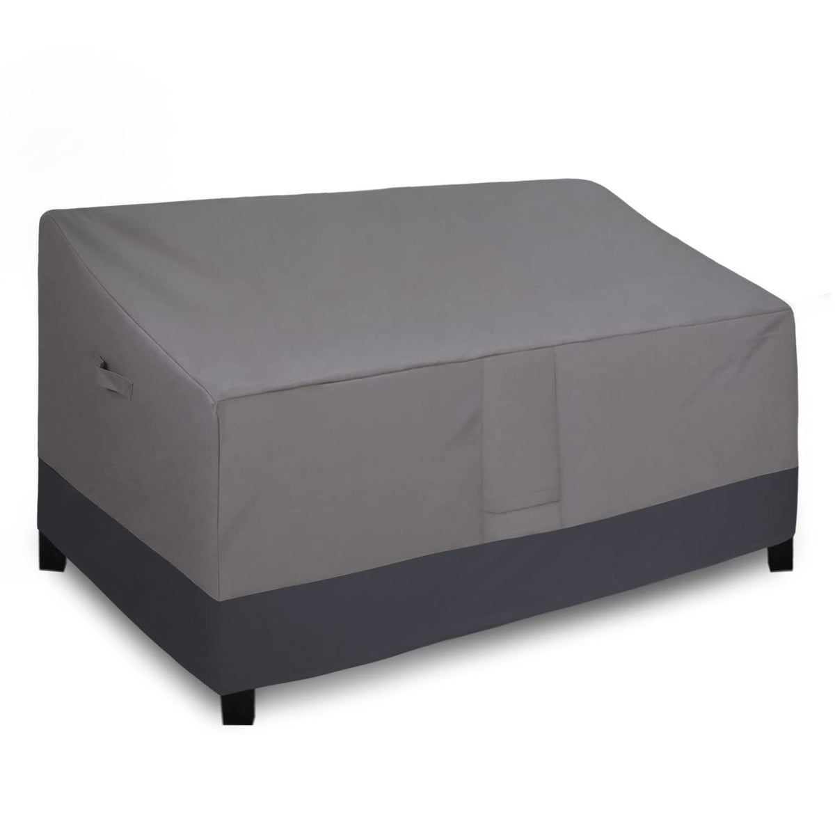Easy-Going outdoor couch cover guards a 3-seater against sun and weather.