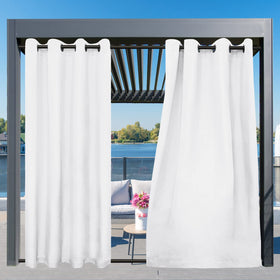 Easy-Going curtain with bottom tabs anchors securely to resist gusts.