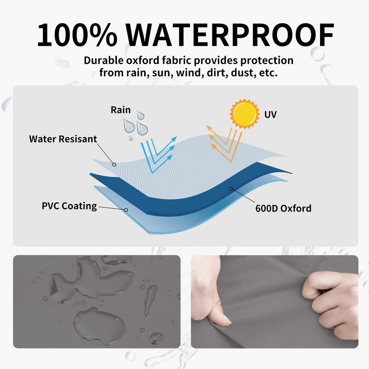 Easy-Going ottoman cover with wind buckles prevents displacement