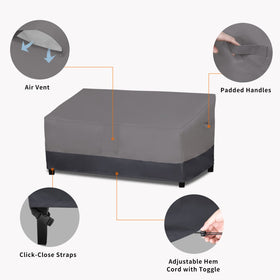 Easy-Going cover with four click-close straps prevents wind blow-off.