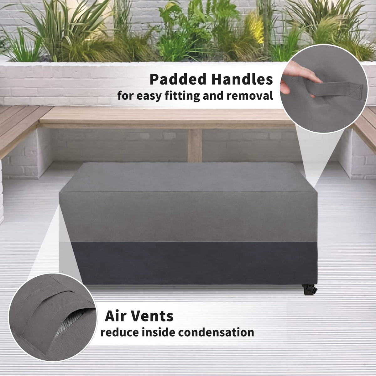 Vent reduces interior condensation for a drier surface.