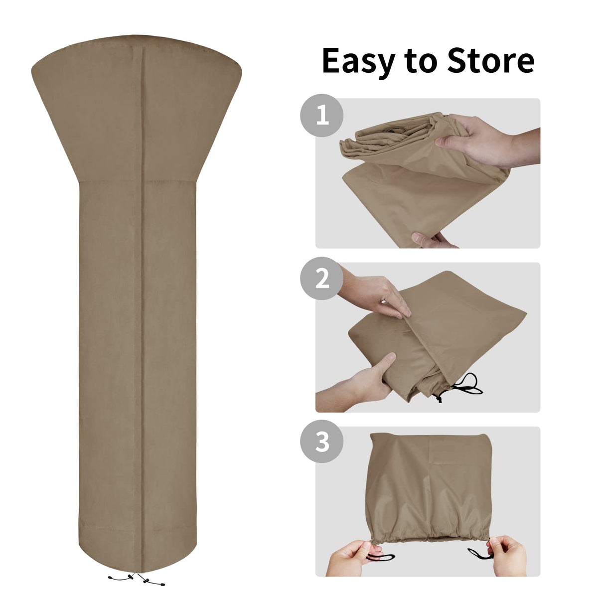 Easy-Going patio heater cover full-zipper access simplifies uncovering and covering.
