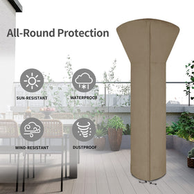 Easy-Going patio heater cover measures confidently to fit most pro-pane heaters.
