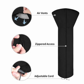 Easy-Going patio heater cover features UV-resistant exterior for sun exposure.