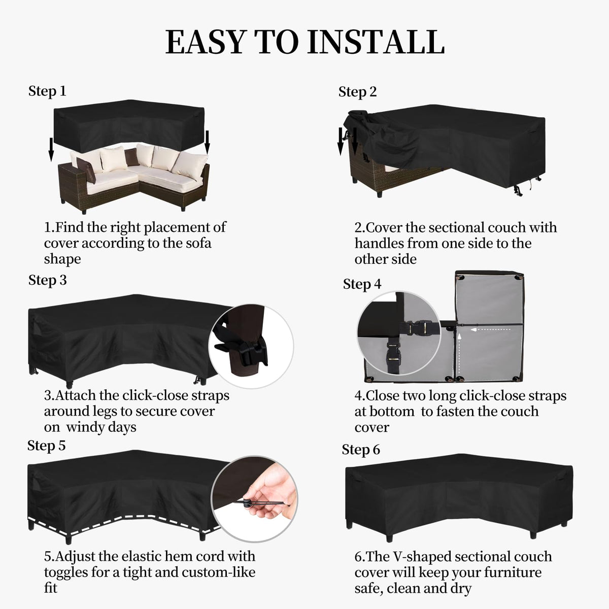 Clear installation guide supports simple setup for Easy-Going cover.