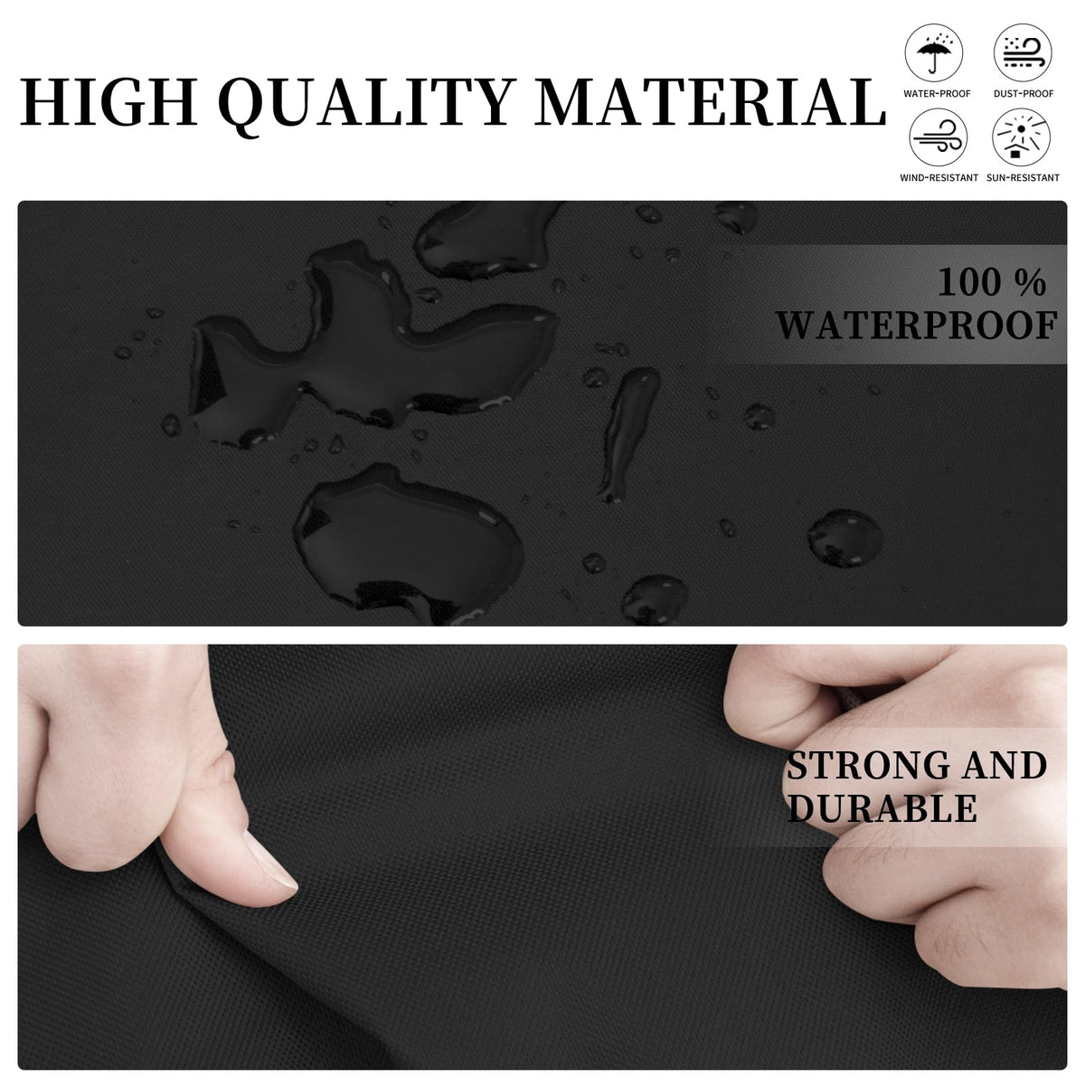 Elastic hem cords provide a tight, custom-like fit.