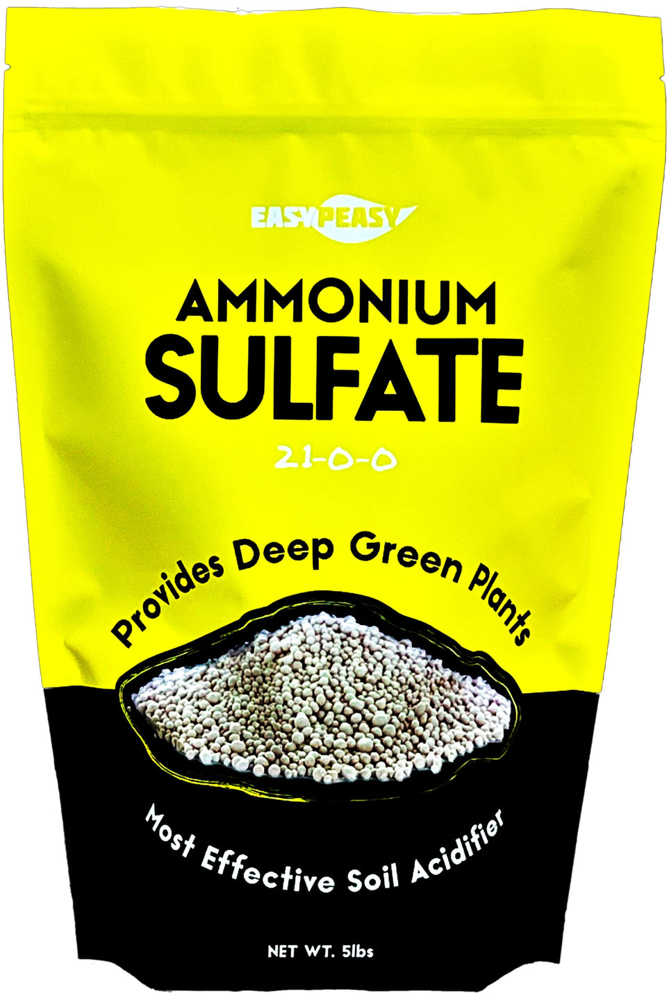 Easy Peasy Ammonium Sulfate bottle pour boosts soil acidity for thriving azaleas and blueberries.