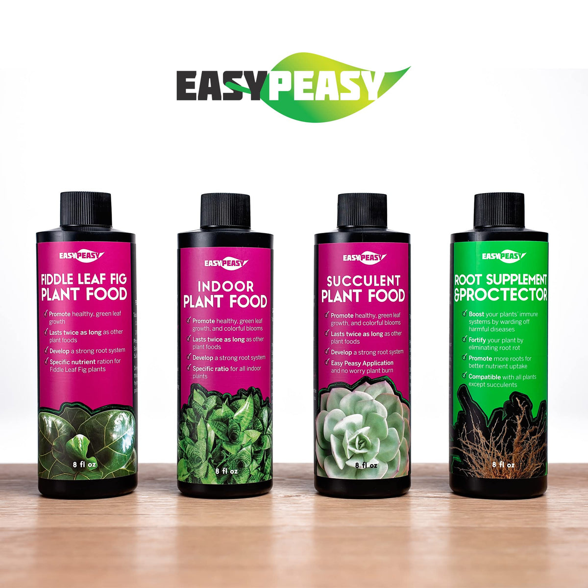 Easy Peasy houseplant fertilizer provides high-concentration nutrients for thriving indoor plants.