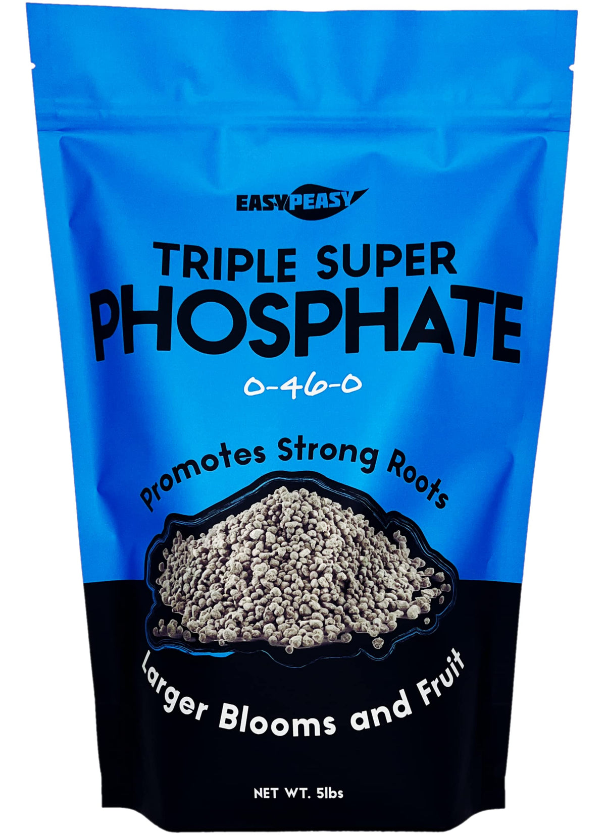 Easy Peasy Triple Super Phosphate 0-46-0 bag close-up for garden blooms