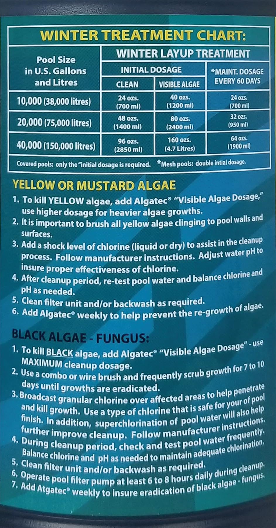 EasyCare Algatec bottle pour demonstrates easy dosing for rapid algae reduction in water features.