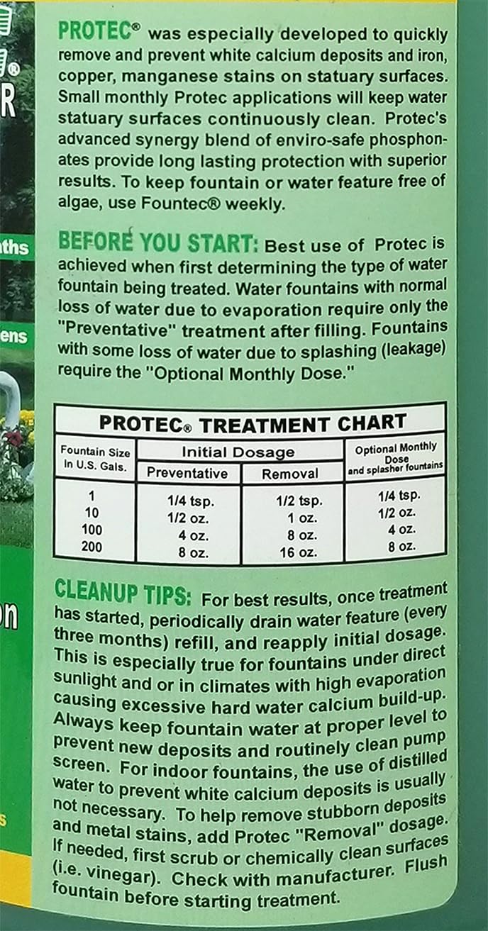 EASYCARE Protec 60064 label closeup highlights stain prevention and pump protection benefits