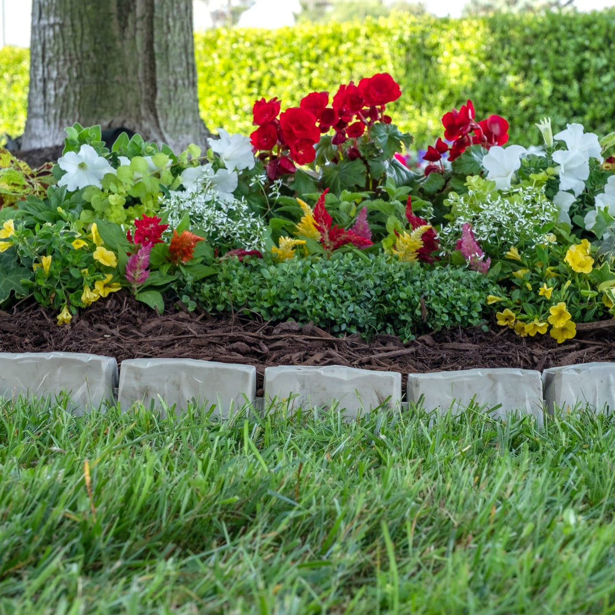 EasyFlex brown stone-look texture adds rustic curb appeal.